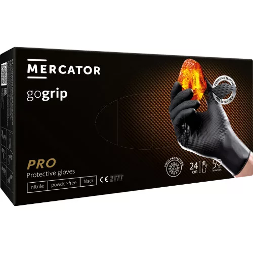 Mercator GoGrip black fekete Prémium nitril kesztyű XL méret