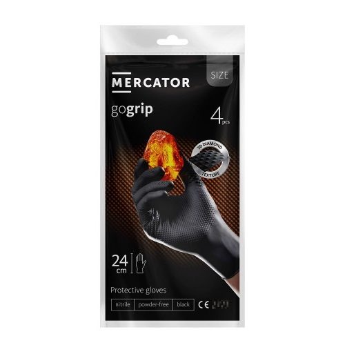 Mercator GoGrip black fekete Prémium nitril kesztyű 4 darabos