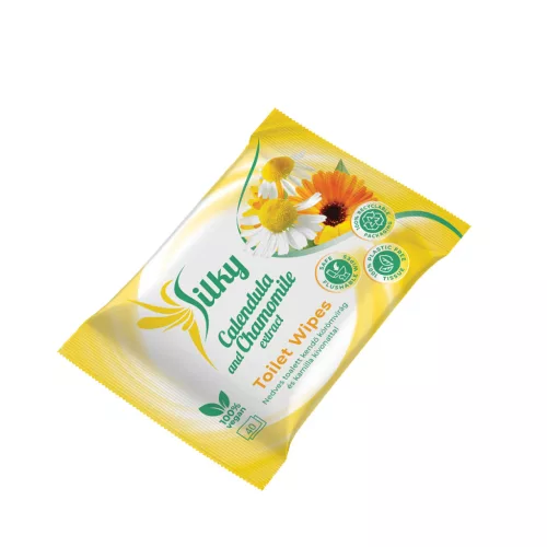 Silky Toalett 40 lapos 100% lebomló nedves toalettkendő kamilla kivonattal