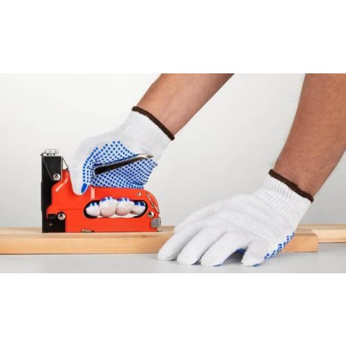 MERCATOR tech fehér+pöttyös PAMUT kesztyű L méret