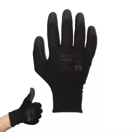 MERCATOR tech black+black PU mártott kesztyű L méret