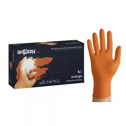 Gripzzly Orange púdermentes nitril védőkesztyű