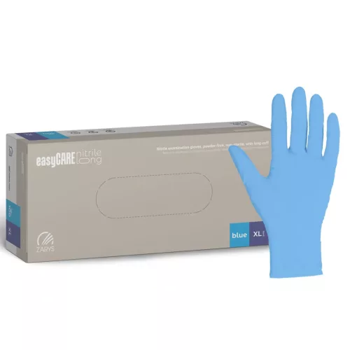  Zarys® easyCARE LONG, hosszított, kék, púdermentes nitril kesztyű